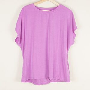 Zella Purple Studio Cut Out Faux Open Back Athletic Top Womens Shirt Sz XL